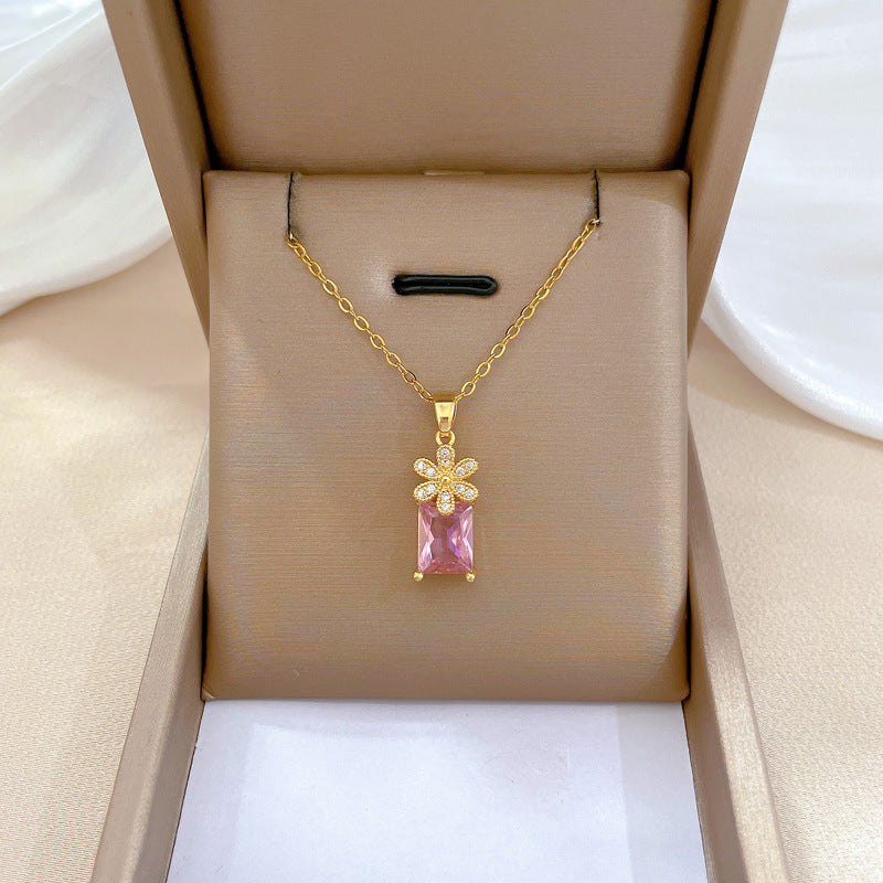 Steel Light Luxury Full Diamond Design Temperament Necklaces