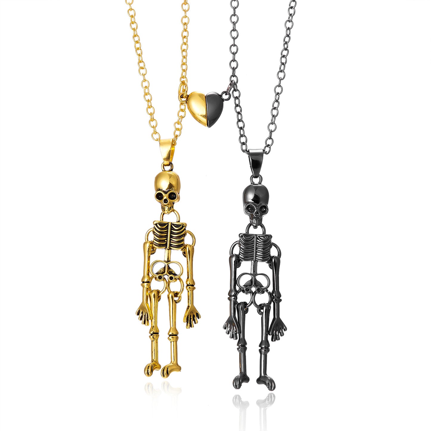 Vintage Skull Ghost Hand In Couple Necklaces