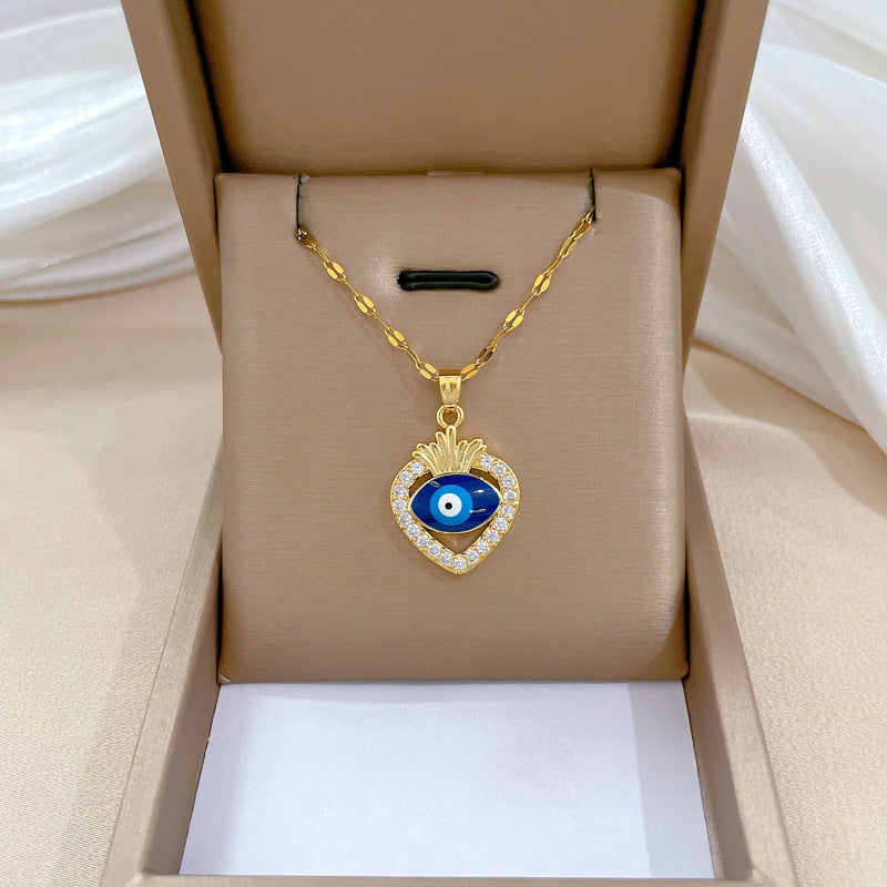 Steel Light Luxury Full Diamond Design Temperament Necklaces