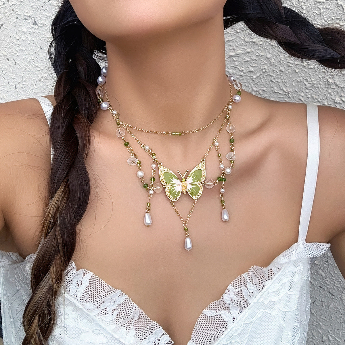 Women's Niche Design Cool Butterfly Beaded Dopamine Necklaces