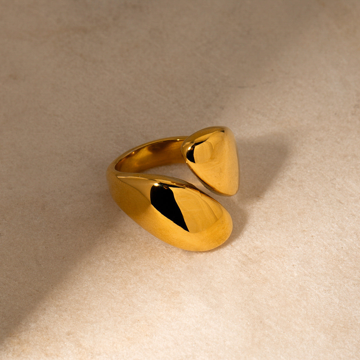 Water Drop Glossy Asymmetric Open Light Luxury Rings