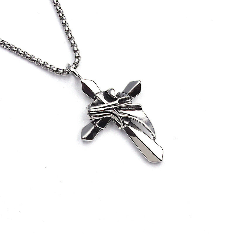 Men's Vintage Cross Ghost Head Titanium Fashion Necklaces