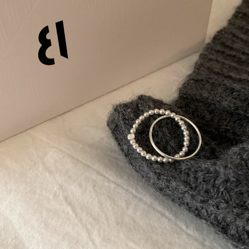Niche Design Bow Pearl Cross Female Rings