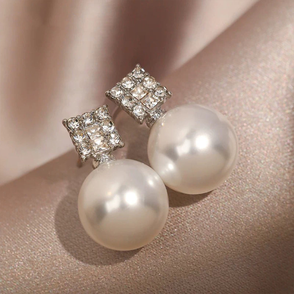 Women's Gold Plated French Entry Lux Pearl Fashion Dignified Earrings