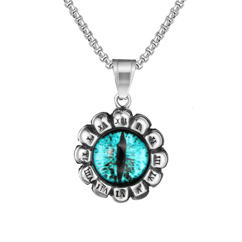 Men's Vintage Cross Ghost Head Titanium Fashion Necklaces