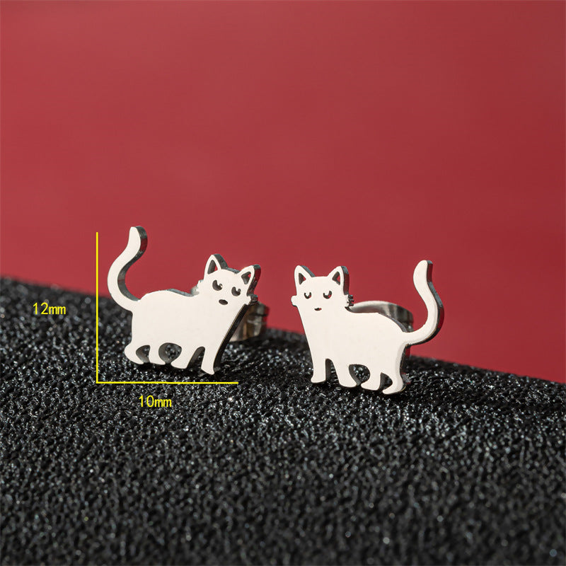 Stainless Steel Cute Simple Cartoon Animal Earrings