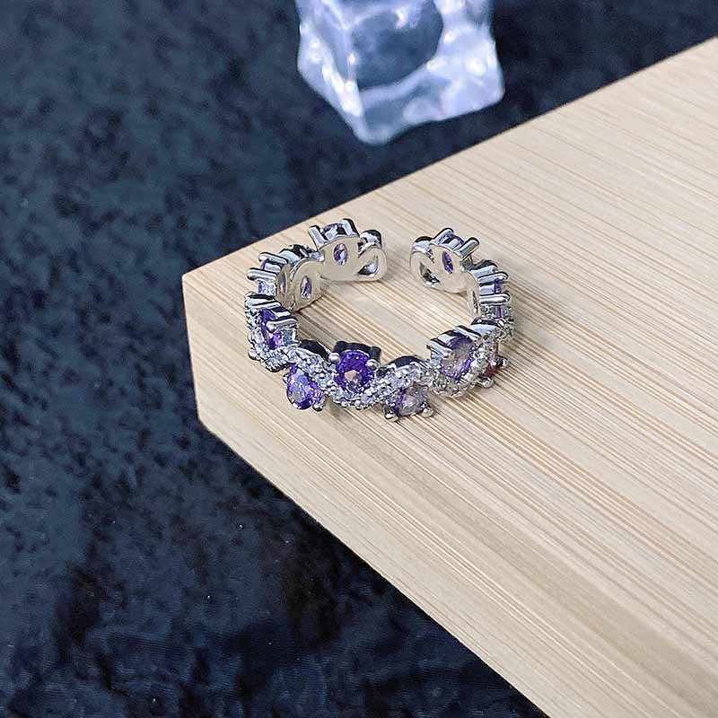 Luxury High-grade Temperament Colorful Crystals Open-end Zircon Rings