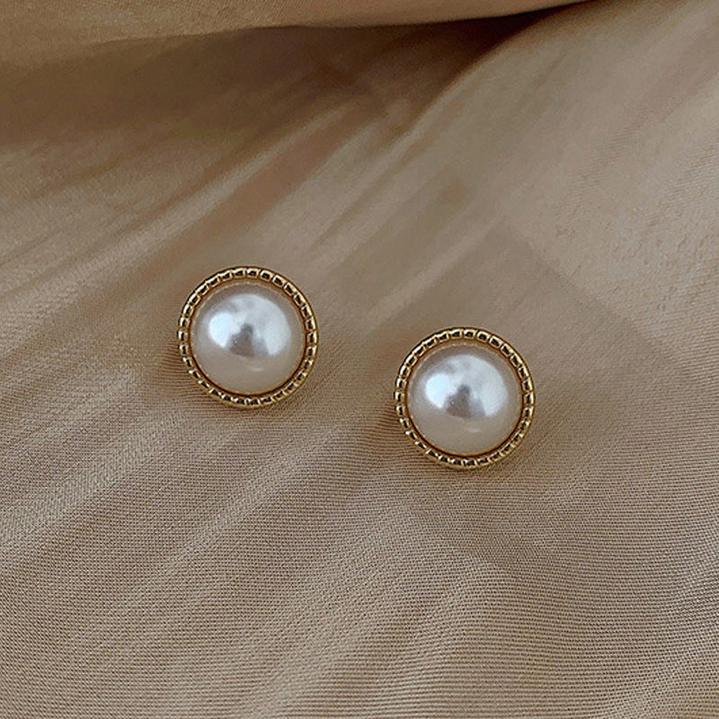 Women's Gold Plated French Entry Lux Pearl Fashion Dignified Earrings