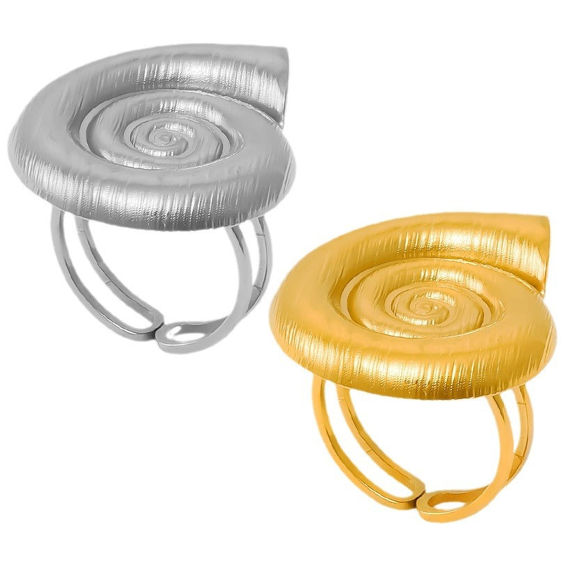 Beach Golden Conch Female Exaggerated Opening Rings