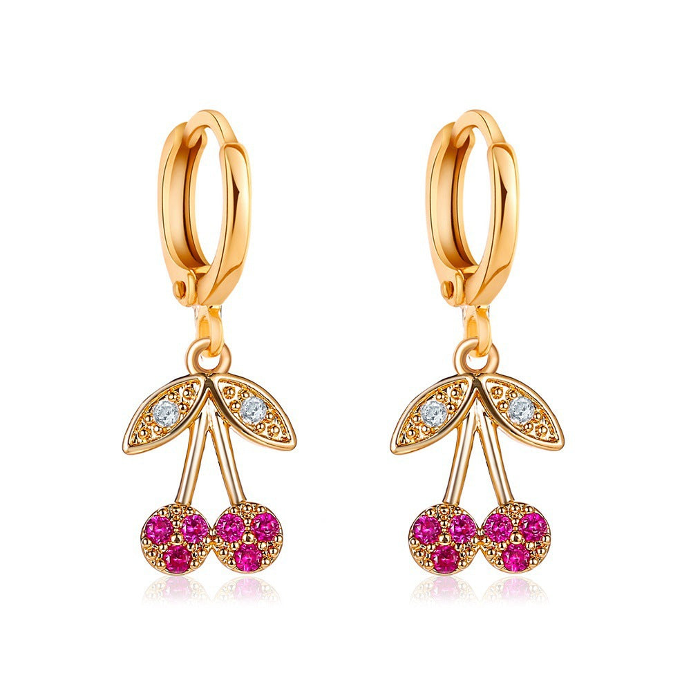 Long Cherry Style Creative Design Cute Earrings