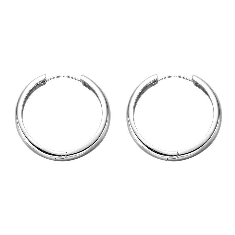 Simple Elegant Circle Ear Clip High-grade Cold Female Sier Earrings