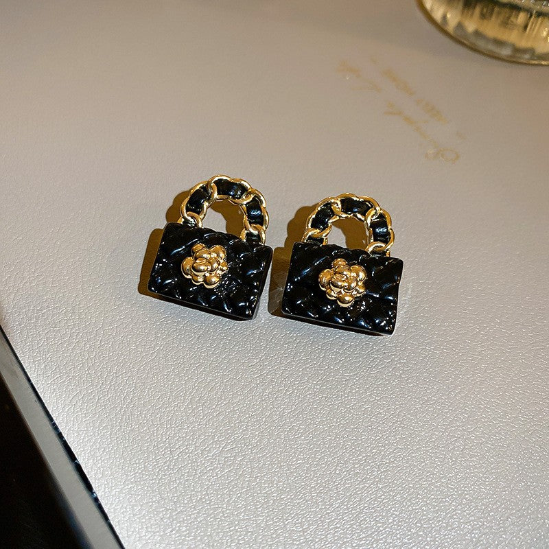 Needle Black Crystal Geometric Ear Minority Fashion Temperament Entry Earrings