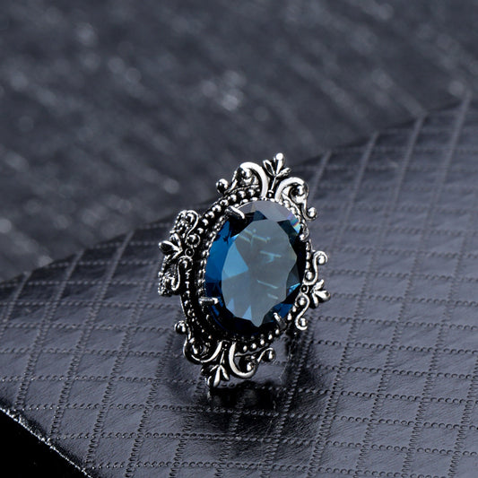 Synthetic Sea Blue Topaz Vintage Thai Rings