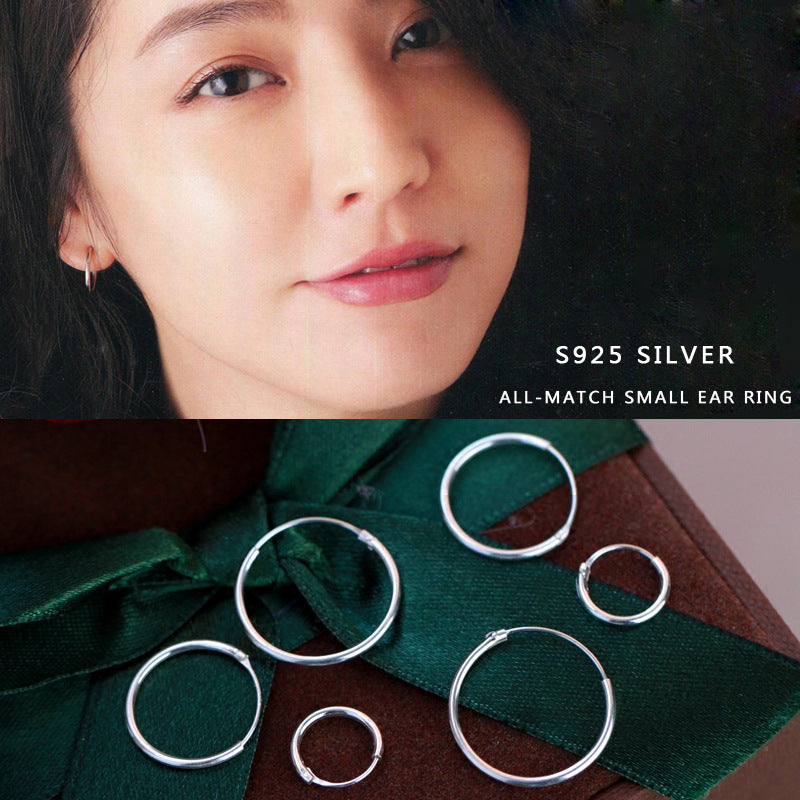 Women's Sier Korean Versatile Basic Elegant Mini Earrings