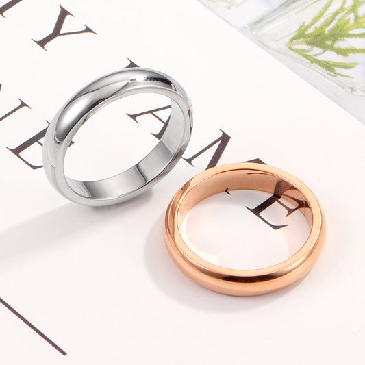 Women's & Men's Simple Plating Color Golden Smooth Couple Spherical Stainless Rings