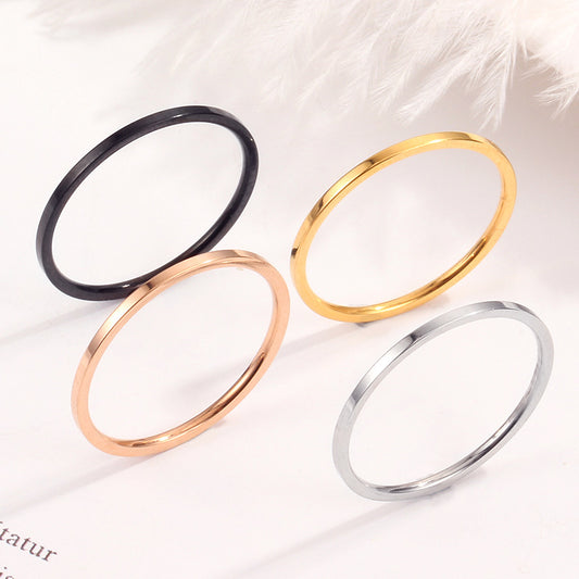 Glossy Titanium Steel Female Simple Food Rings