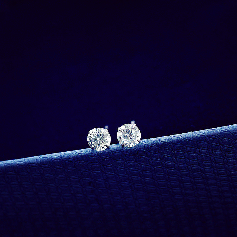 Diamond Sterling Sier Mini Female Simple Earrings