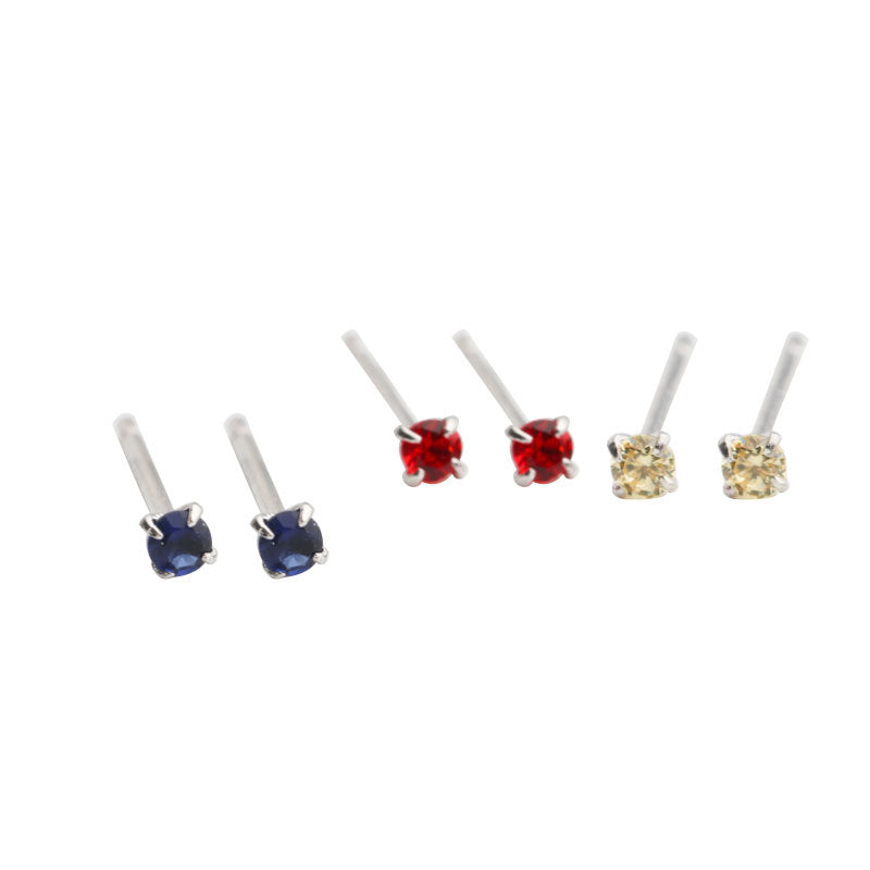 Women's & Men's Small Rhinestone Color Sterling Sier Ear Earrings