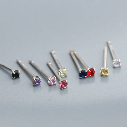 Women's & Men's Small Rhinestone Color Sterling Sier Ear Earrings