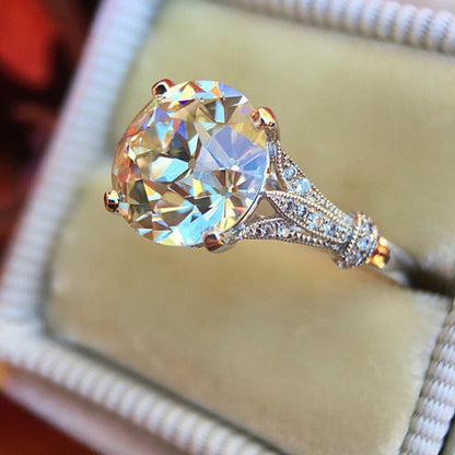 Women's Inlaid Carat Artificial White Moissanite Engagement Rings