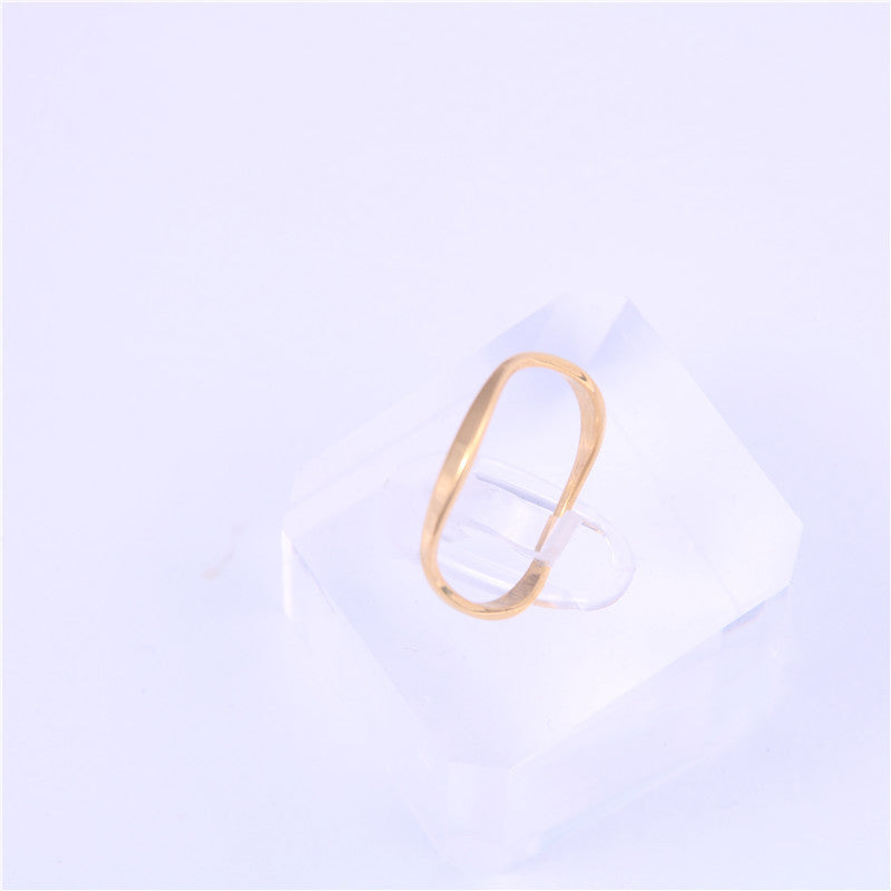 Women's Strip Couple Titanium Steel Gold Plated Rings