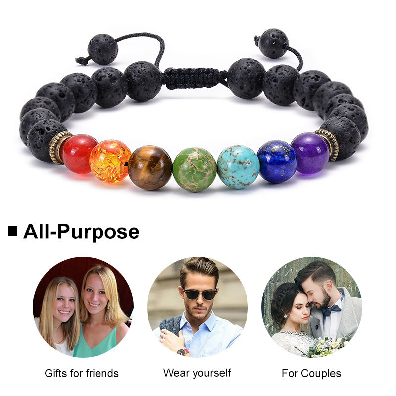 Agate Frosted Volcanic Stone Colorful Yoga Bracelets