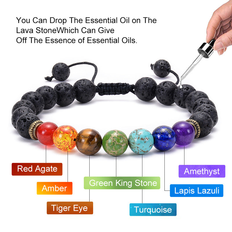 Agate Frosted Volcanic Stone Colorful Yoga Bracelets