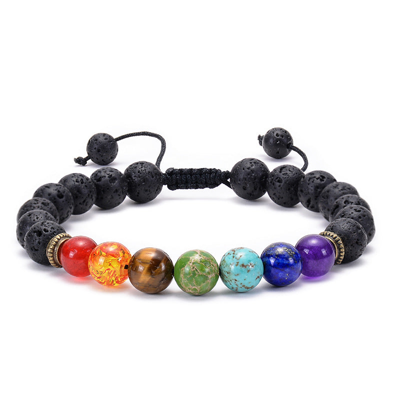 Agate Frosted Volcanic Stone Colorful Yoga Bracelets