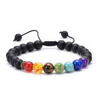 Agate Frosted Volcanic Stone Colorful Yoga Bracelets