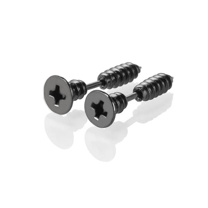 Hip Hop Screw Cross Vacuum Plating Earrings