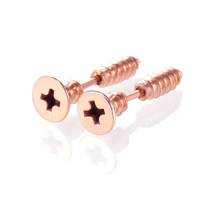 Hip Hop Screw Cross Vacuum Plating Earrings