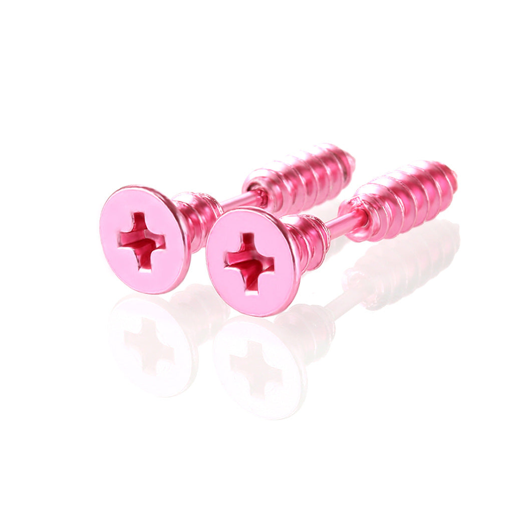 Hip Hop Screw Cross Vacuum Plating Earrings