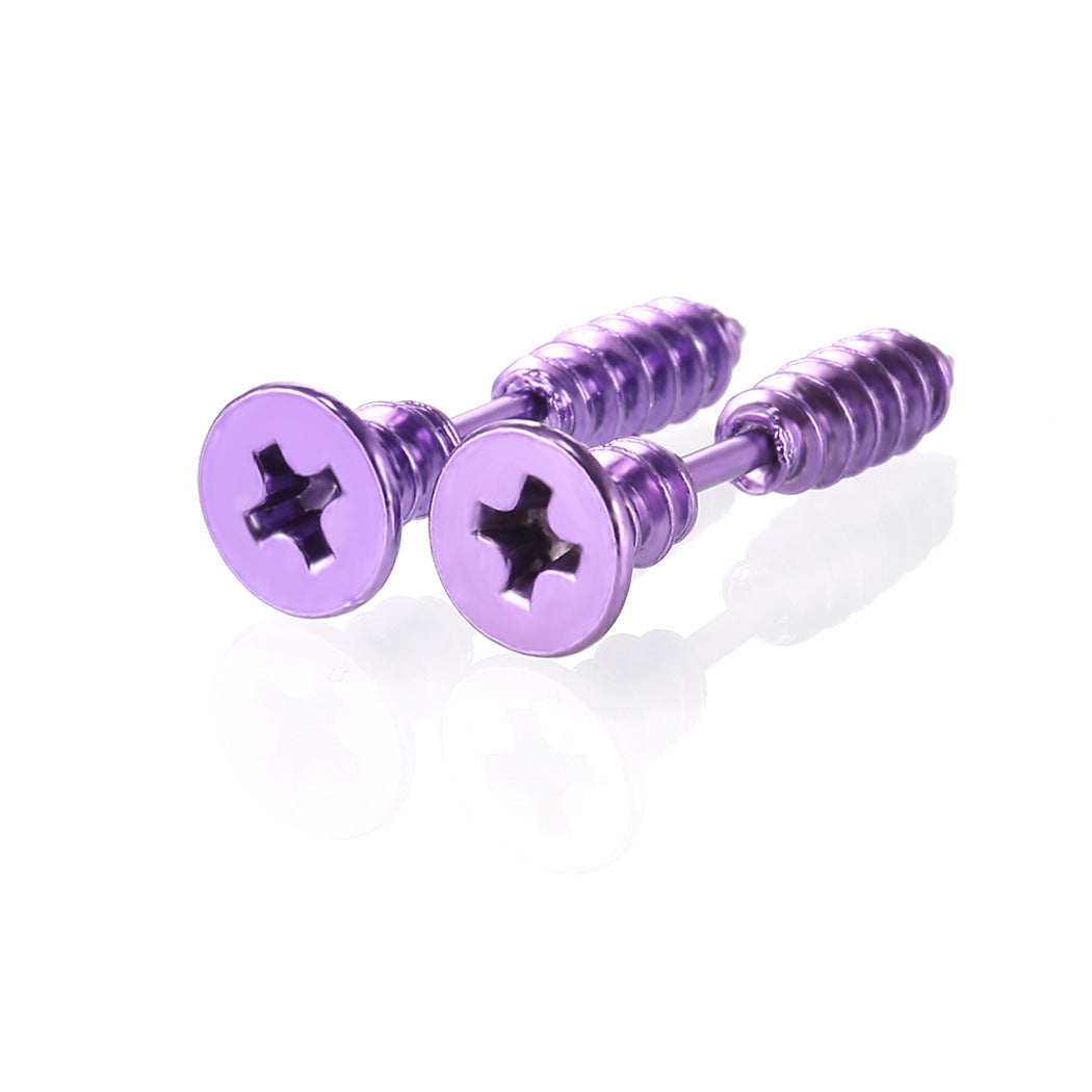 Hip Hop Screw Cross Vacuum Plating Earrings