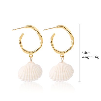 Bohemian Ocean Ornament Pearl Shell Alloy Earrings