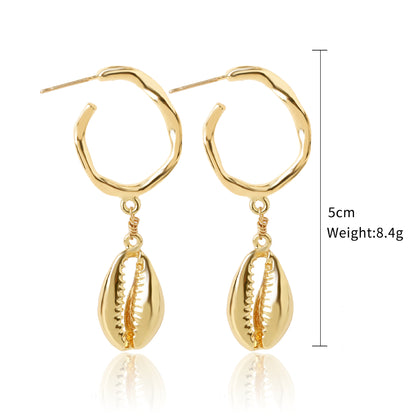 Bohemian Ocean Ornament Pearl Shell Alloy Earrings