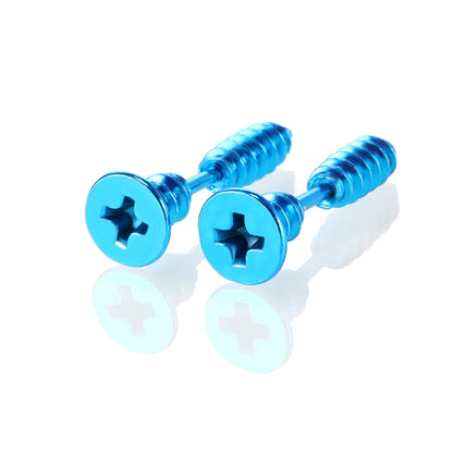 Hip Hop Screw Cross Vacuum Plating Earrings