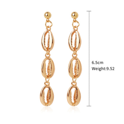 Bohemian Ocean Ornament Pearl Shell Alloy Earrings