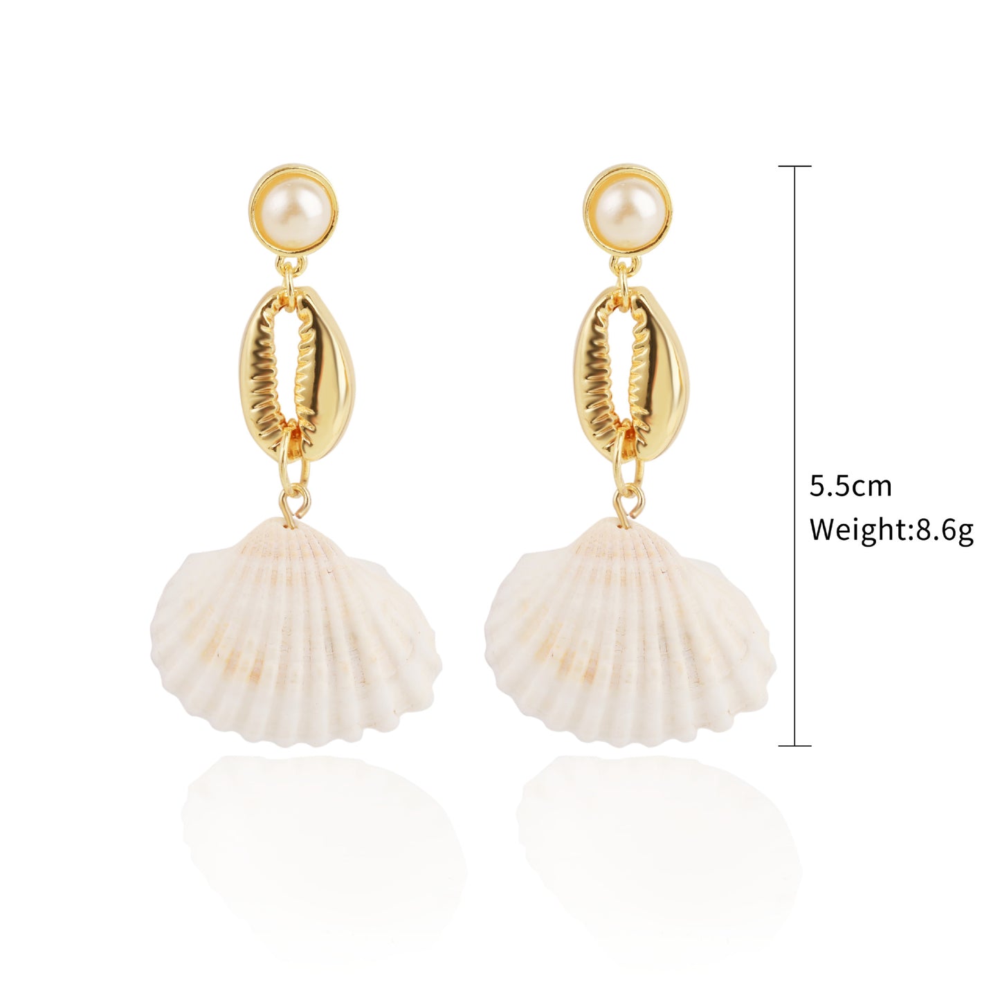 Bohemian Ocean Ornament Pearl Shell Alloy Earrings