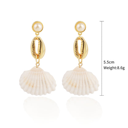 Bohemian Ocean Ornament Pearl Shell Alloy Earrings