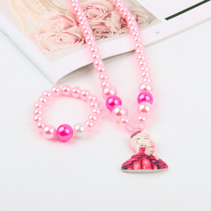 Children's Suit Unicorn Female Pearl Cartoon Pony Necklaces