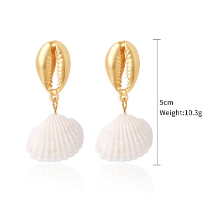 Bohemian Ocean Ornament Pearl Shell Alloy Earrings