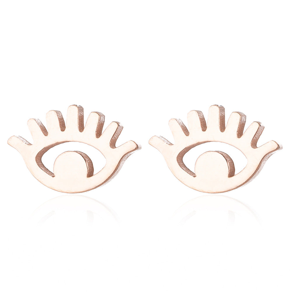 Female Personality Stainless Steel Fashion Eye Pattern Niche Earrings