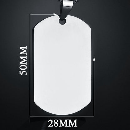 Steel Titanium Dog Tag Soldier Card Square Pendants