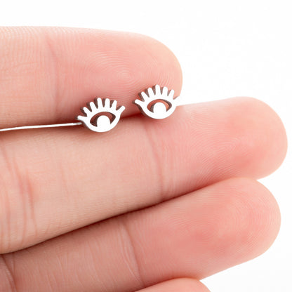 Female Personality Stainless Steel Fashion Eye Pattern Niche Earrings