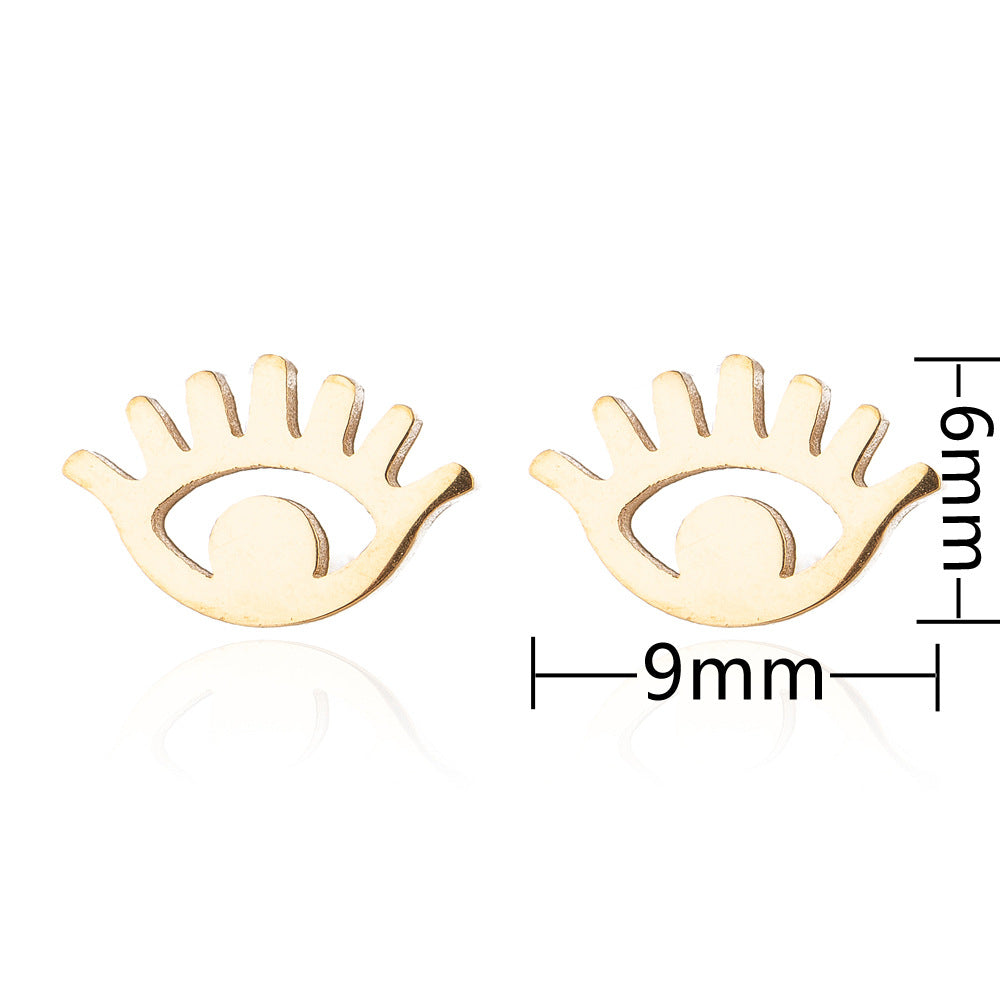 Female Personality Stainless Steel Fashion Eye Pattern Niche Earrings