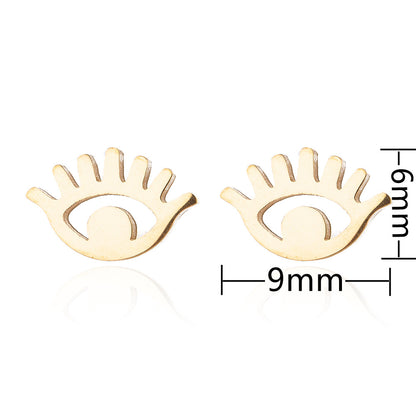 Female Personality Stainless Steel Fashion Eye Pattern Niche Earrings