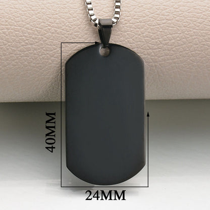 Steel Titanium Dog Tag Soldier Card Square Pendants