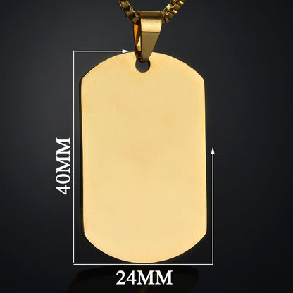 Steel Titanium Dog Tag Soldier Card Square Pendants