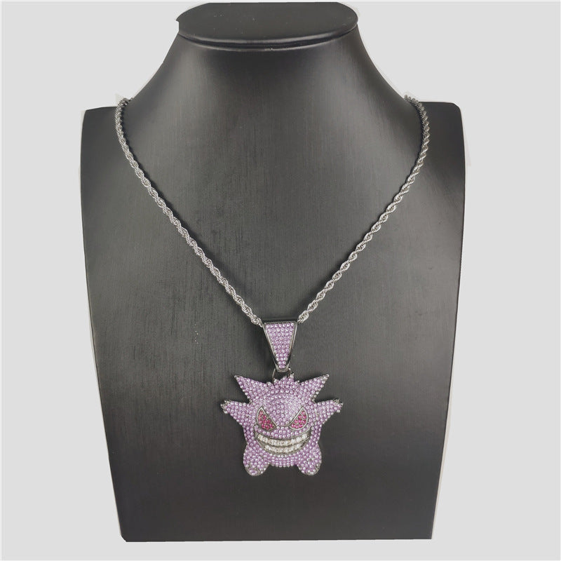 Gray Wolf Cartoon Purple Color Zircon Necklaces