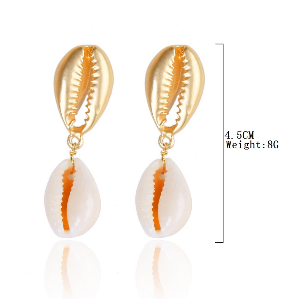 Bohemian Ocean Ornament Pearl Shell Alloy Earrings